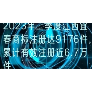 2024年二季度江西宜春商标注册达9176件，累计有效注册近6.7万件