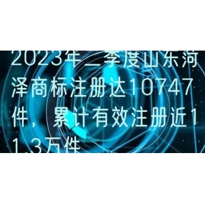 2024年二季度山东菏泽商标注册达10747件，累计有效注册近11.3万件